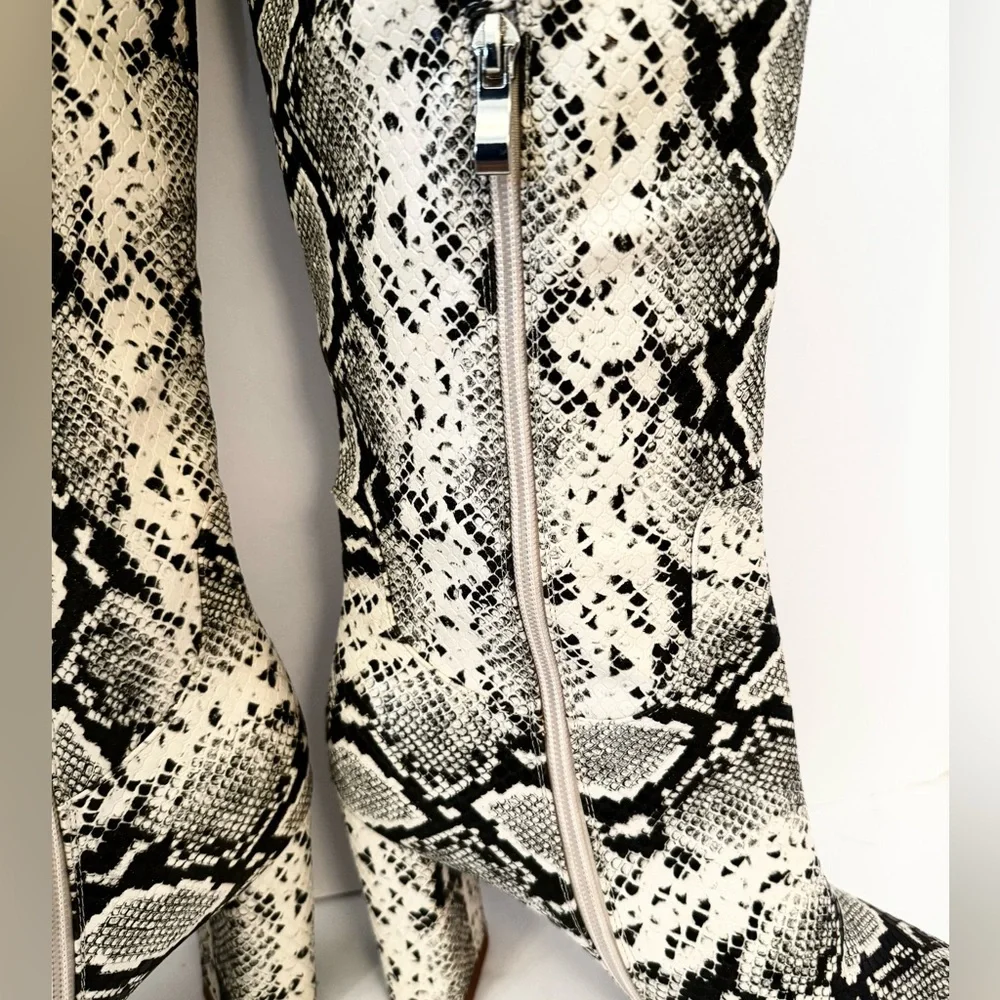 Pretty Little Thing Faux Snake Knee High Boots - Picture 5 of 11